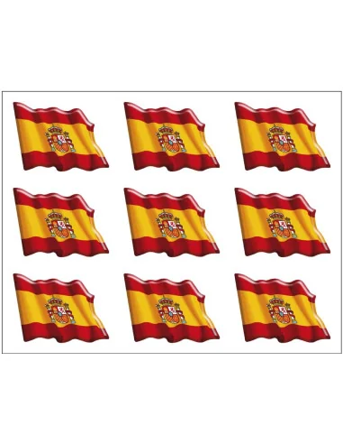 Pack de 9 Pegatinas Bandera España Actual Ondeante con Volumen