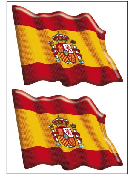 Pack de 2 Pegatinas Bandera España Actual Ondeante con Volumen