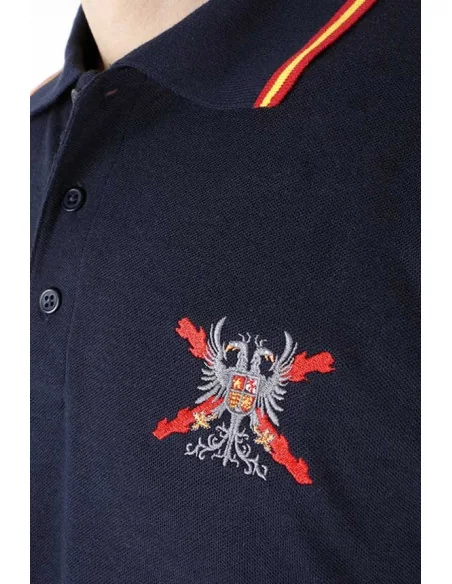 Polo bandera de España marino con escudo de los Tercio de Flandes