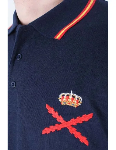 Polo bandera de España marino con la Cruz de Borgoña