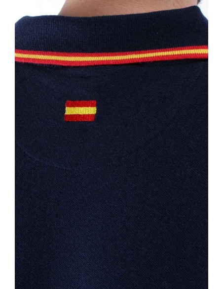 Polo bandera de España marino con la Cruz de Borgoña