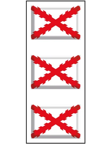 Pack de 3 mini Pegatinas de la Bandera Carlista o Cruz de Borgoña