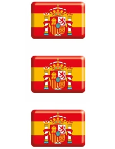 Pack de 3 mini Pegatinas de la Bandera de España con Escudo Actual