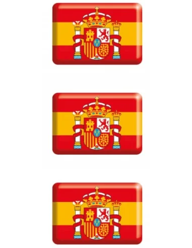 Pack de 3 mini Pegatinas de la Bandera de España con Escudo Actual