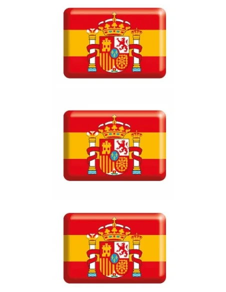 Pack de 3 mini Pegatinas de la Bandera de España con Escudo Actual