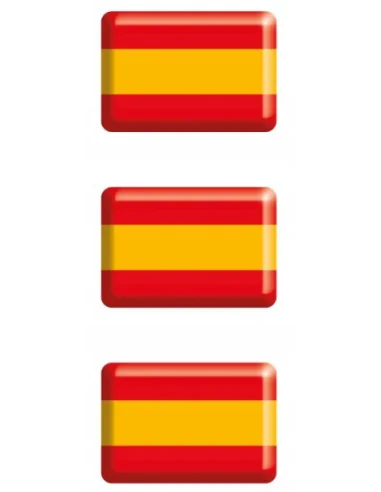 Pack de 3 mini pegatinas en relieve de la Bandera de España sin Escudo