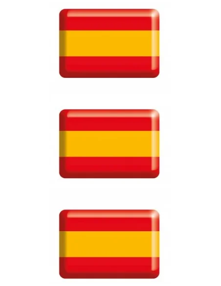 Pack de 3 mini pegatinas en relieve de la Bandera de España sin Escudo