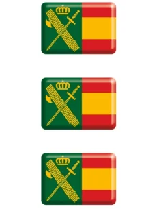 Pack de 3 Pegatinas de la Guardia Civil con la Bandera de España