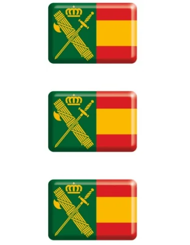 Pack de 3 Pegatinas de la Guardia Civil con la Bandera de España