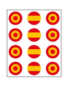 Pack de 12 mini Pegatinas de la Escarapela con Bandera de España