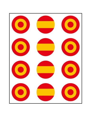 Pack de 12 mini Pegatinas de la Escarapela con Bandera de España