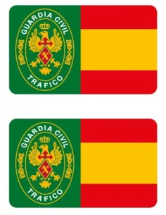 Pegatina Guardia Civil de trafico con Bandera España