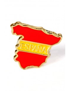 Pin esmaltado de la silueta del mapa de España y los colores de la bandera de España.