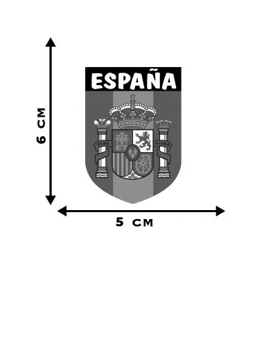 Pegatina Bandera De España en forma Escudo con Leyenda España y Escudo