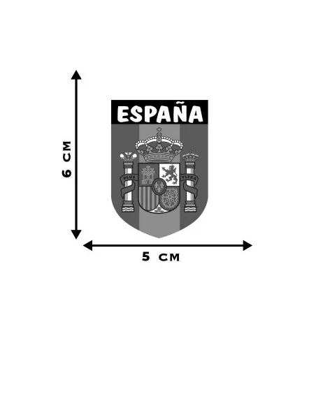 Pegatina Bandera De España en forma Escudo con Leyenda España y Escudo