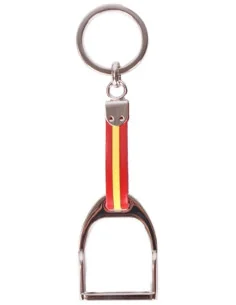 Llavero Cuero Bandera de España con Estribo Plateado