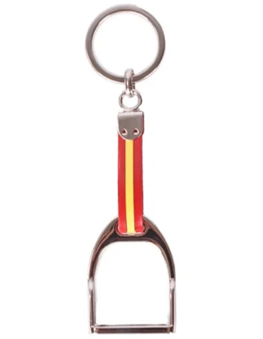 Llavero Cuero Bandera de España con Estribo Plateado