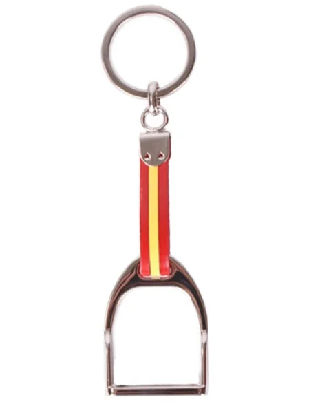 Llavero Cuero Bandera de España con Estribo Plateado