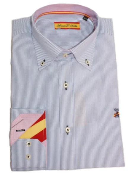 Camisa Bandera España de Rayas Blancas y celestes