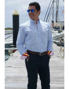 Camisa Bandera España de Rayas Blancas y celestes