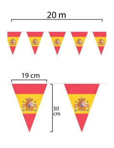 Guirnalda o Tira de Banderas de España de tela de 20m