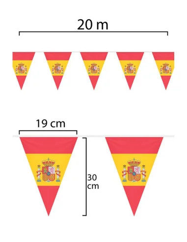 Guirnalda o Tira de Banderas de España de tela de 20m