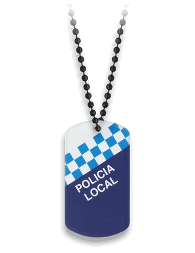 Chapa Policía Local con Cadena Metálica de Bolas ,Hazte con la Tuya.