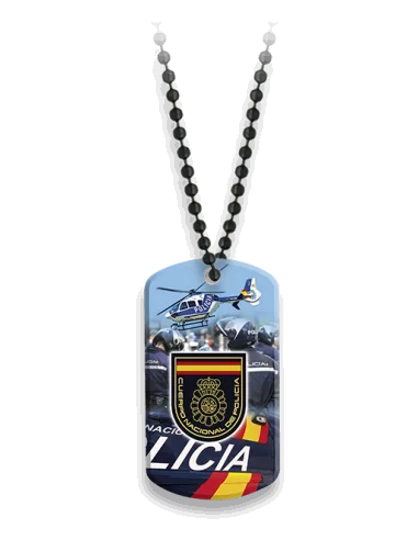 Chapa Policía Nacional con Cadena Metálica de Bolas ,Hazte con la Tuya.