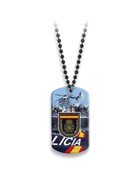 Chapa Policía Nacional con Cadena Metálica de Bolas ,Hazte con la Tuya.