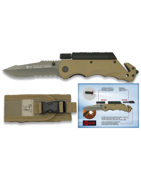 set Navaja K25 Pedernal, Linterna y Sierra