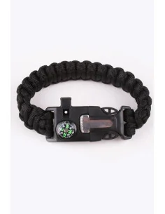 Pulsera ParaCord Supervivencia Negra.