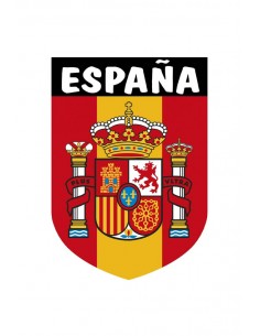 Pegatina Bandera De España con Escudo y Leyenda