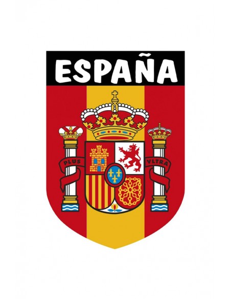 Pegatina Bandera De España con Escudo y Leyenda