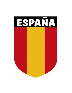 Pegatina Bandera De España en forma Escudo con leyenda ESPAÑA