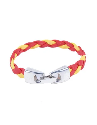 Pulsera Bandera España Piel Trenzada
