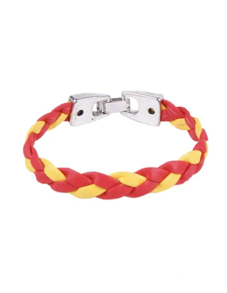 Pulsera Bandera España Piel Trenzada