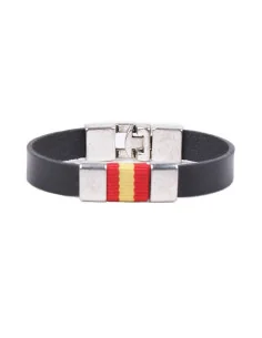 Pulsera Bandera España Piel y Aplique Metal