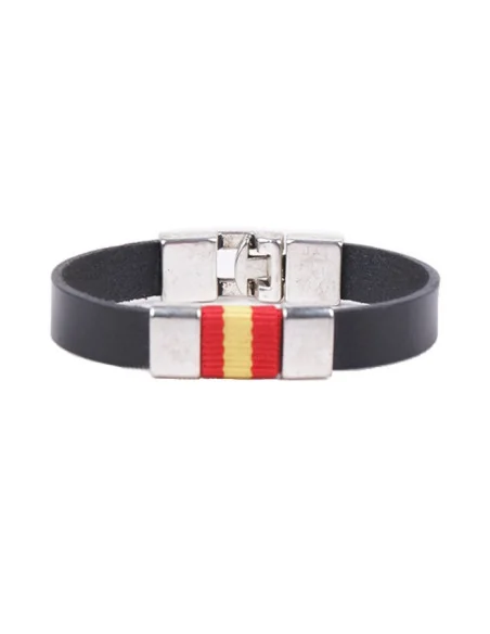 Pulsera Bandera España Piel y Aplique Metal