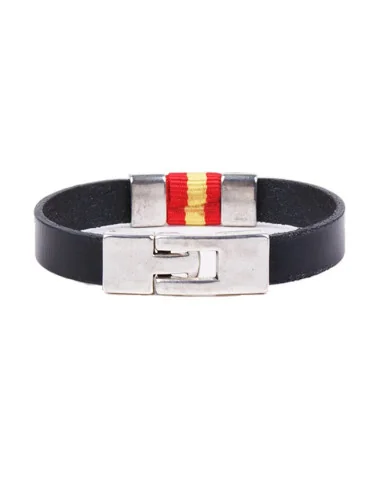 Pulsera Bandera España Piel y Aplique Metal