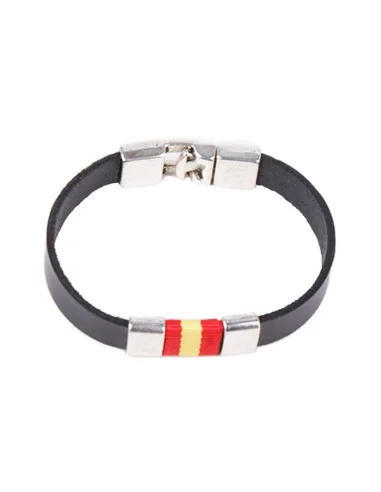 Pulsera Bandera España Piel y Aplique Metal