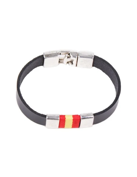 Pulsera Bandera España Piel y Aplique Metal