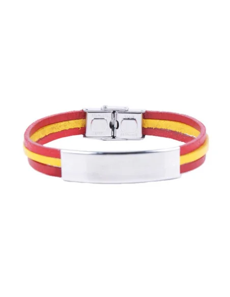 Pulsera Bandera España Piel 3 Cordones