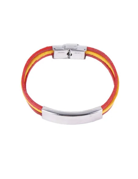 Pulsera Bandera España Piel 3 Cordones