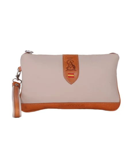 Cartera Bandera España de Mano Piel de Potro Beige