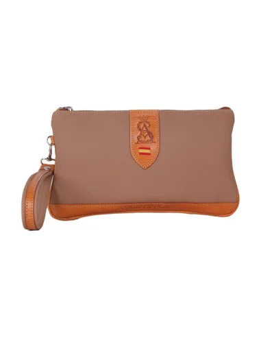Cartera Bandera España de Mano Piel de Potro Taupe