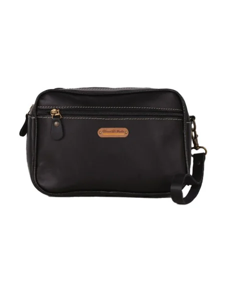 Bolso de Mano Hombre Piel Negra Bandera España | Calidad Premium | ADS