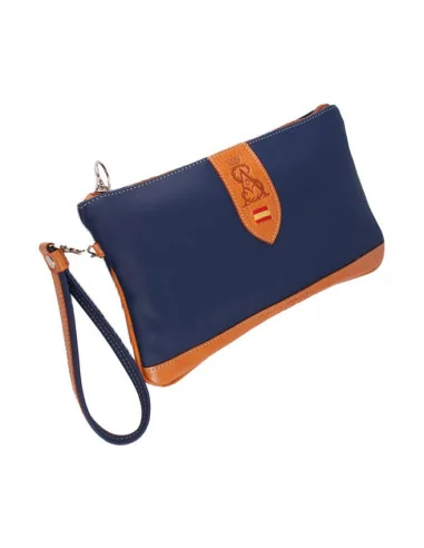 Cartera de Mano Piel de Potro Azul Marino | Bandera España | ADS
