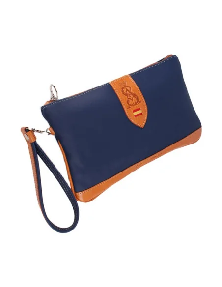 Cartera de Mano Piel de Potro Azul Marino | Bandera España | ADS