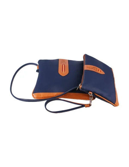Cartera de Mano Piel de Potro Azul Marino | Bandera España | ADS