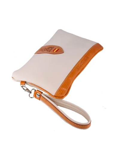 Cartera Bandera España de Mano Piel de Potro Beige